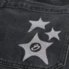 Πλυμένο μαύρο τζιν με σχέδιο αστεριού Super Baggy Πλυμένο μαύρο τζιν με σχέδιο αστεριού Super Baggy