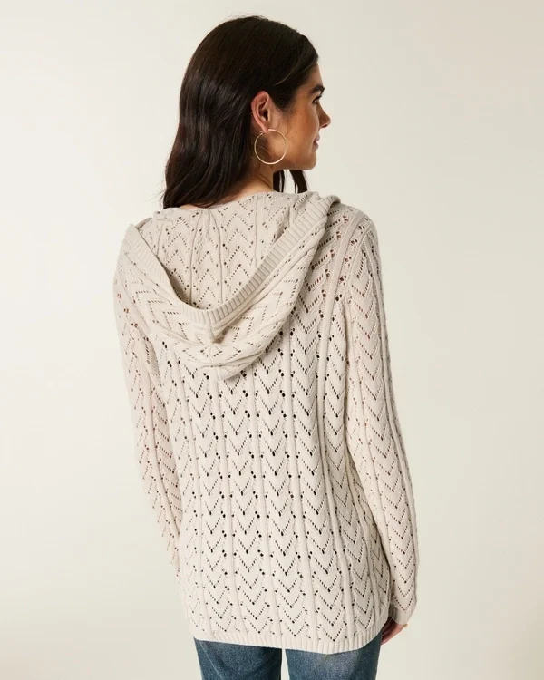 Stitchy Hooded No-Close Cardigan Stitchy Hooded No-Close Cardigan