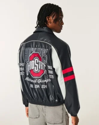 Τζάκετ με σχέδιο Ohio State University Buckeyes από συνθετικό δέρμα